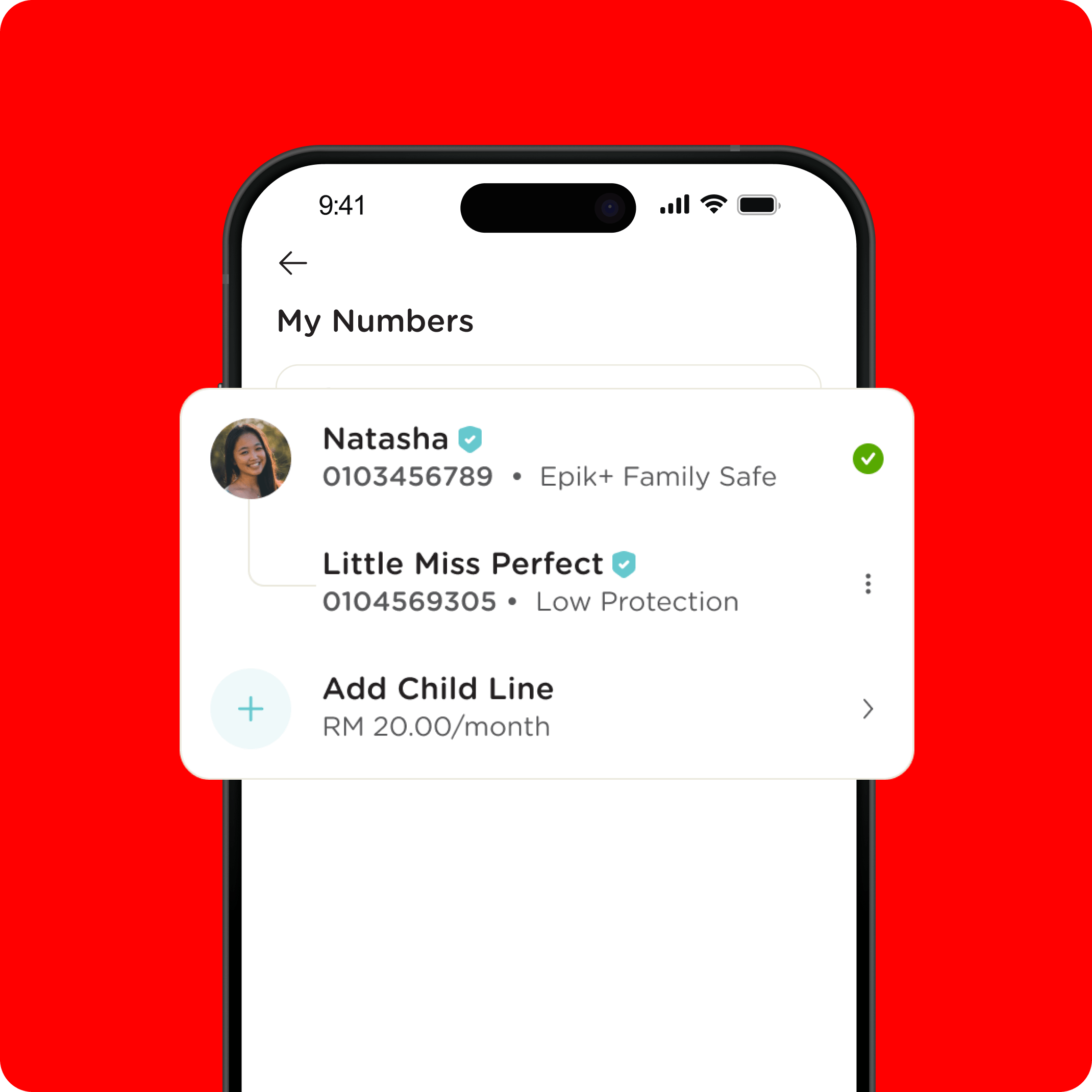 Family plan preview — 1 child