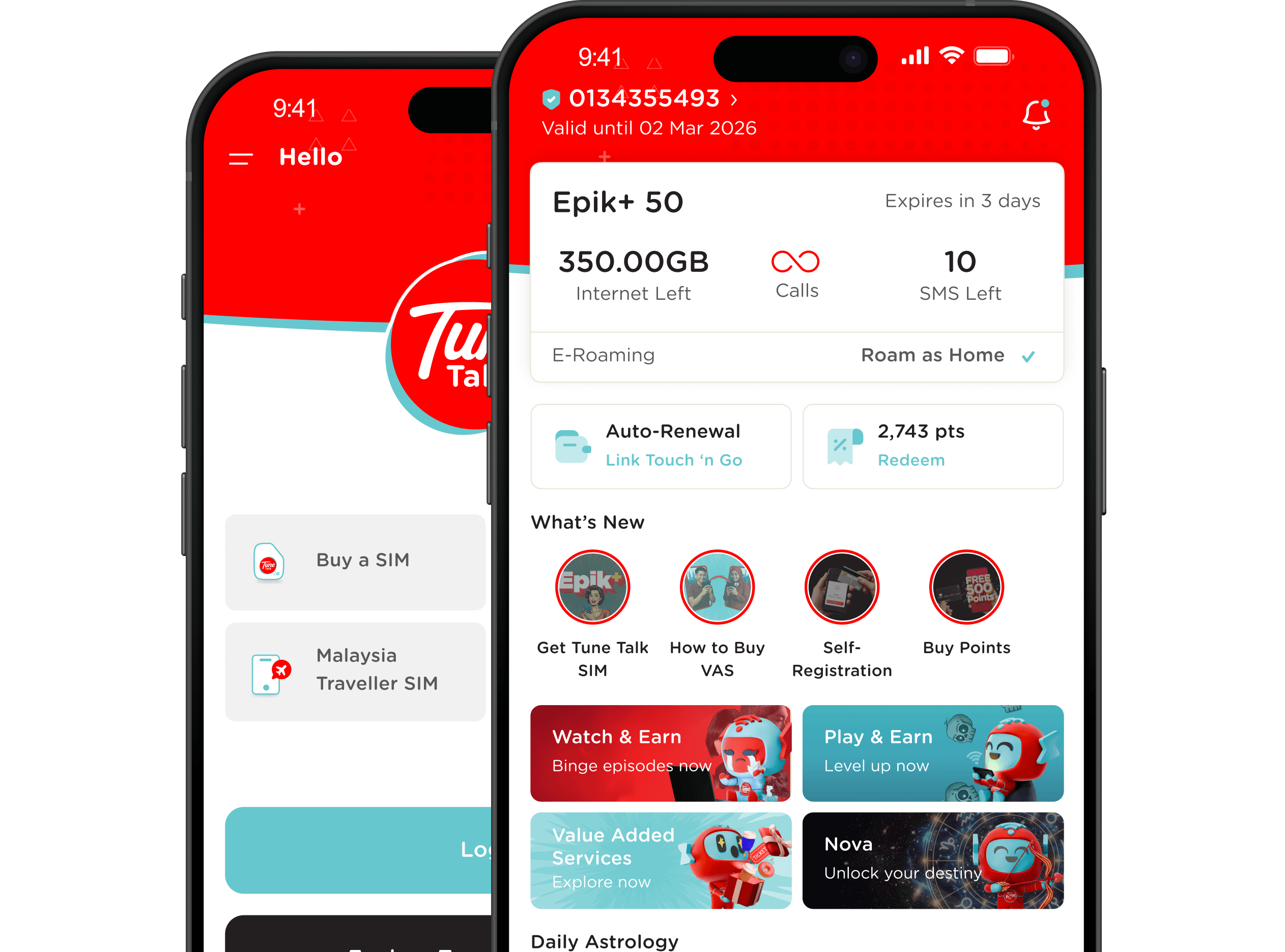 Tune Talk app on phone